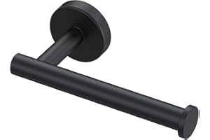 ONLYQIQIU Toilet Roll Holder SUS 304 Stainless Steel Toilet Paper Holder Black Wall Mounted Toilet Roll Holder for Bathroom and Kitchen, Waterproof Round Modern Style