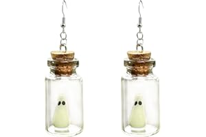 GAUEIOUR Glow in Dark Ghost Cute Ghost in a Bottle Earrings Halloween Ghost Costume Accessories Gothic Adopt A Ghost Earrings