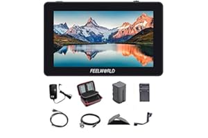 Feelworld F6 Plus Video Assist 4K 1920 x 1080 5,5" 3D LUT Touch Screen IPS FHD Support HDMI Field Monitor On DSLR Camera IncludeTilt Arm and Adapter 12V (F6 Plus 5.5'' with Battery)