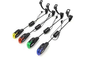 Hirisi Lot de 4 detecteur de Touche Peche Carpe Siège de Base Amovible pour indicateur de Morsure alarmes pêche Carpe lumière LED Rouge/Jaune/Bleu/Vert