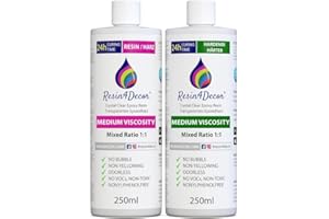 Resina Epoxi RESIN4DECOR 1:1 No es amarillento No es tóxico para manualidades Artesanía Fabricación de Joyas Moldes y Proyectos DIY Acabado de Alto Brillo de curado de 24 horas Inodoro 500ml