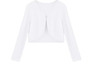 Arshiner Boléro Ouvert Devant pour Filles Cardigan pour Enfants Boléro en Tricot avec Manches Longues et Fermeture à Boutons