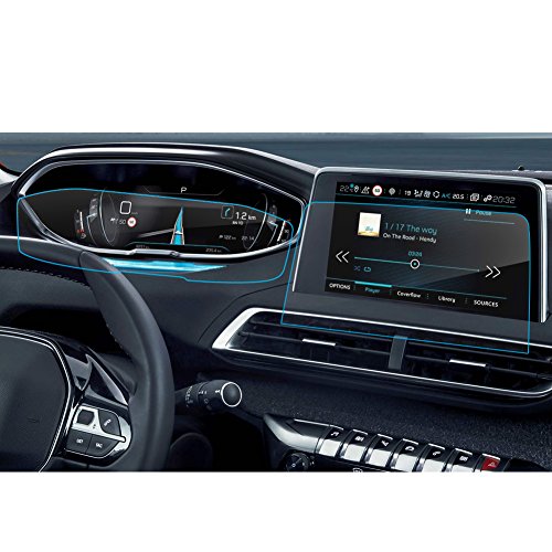 [2 pièces] LFOTPP Peugeot 3008 5008 GT 8 Pouces Navigation Verre Trempé et 12 Pouces Tableau de Bord- Dureté 9H Film Protection Écran Protecteur Vitre