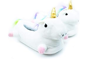 The Glowhouse miękkie pluszowe kapcie z jednorożcem - baterie w zestawie - jeden rozmiar biały