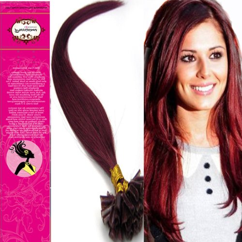 Straight 18'' 20'' 22'' Pre Bonded Tipped Hair Nail Tip U-tip 100% of Real Remy Human Hair Extensions 100S 17 Colors Beauty Popular Style (18inch 50g for 100s one pake, Bug/wine red)
