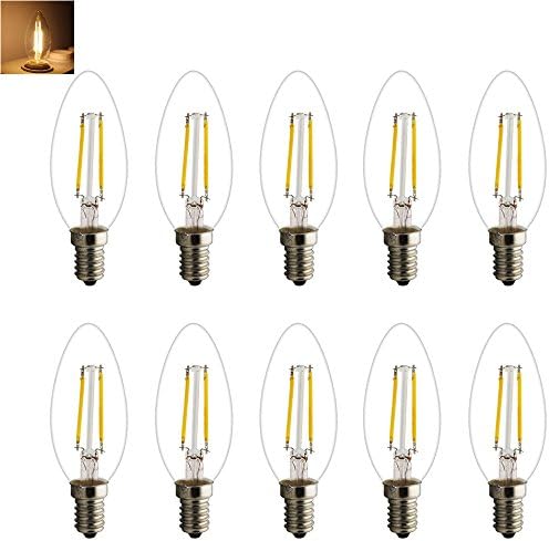 Retro E14 LED Candle Shaped Bulb Filament Classic 2 W 15 Watt Replacement LED Filament E14 Candle bulb Warm White 2700 K 3000 K 180LM, 10X E14 Filament LED Warmweiß, E14, 2.0 wattsW, 220.00 voltsV