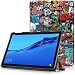 Produktbild TTVie Hülle für Huawei MediaPad M5 Lite 10 - PU Leder Schutzhülle mit Standfunktion und Auto Aufwachen/Schlaf Funktion für Huawei MediaPad M5 Lite Tablet-PC (25,6 cm, 10,1 Zoll), Graffiti