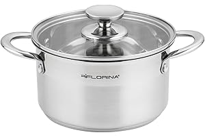 FLORINA Casserole en Acier Inoxydable (2,5 l) I 18 cm de Diamètre I Économe en Énergie FALCON I Induction avec Couvercle en Verre I Inox I Tout Feux, Argent