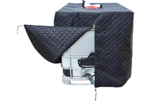 IBC Tank Abdeckplane,420D Oxford Behälter Schutzhülle Anti-UV Staubdichte Wasserdichte Frostsicher mit Öffnung Reißverschluss, für Wassertank 1000l Regentonne (Schwarz)