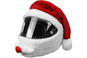 HRKVSK Copri Casco Moto Babbo Natale, Copricasco Integrale Moto Personalizzato, Moto Divertente Custodia Pazzesca, Accessori per Casco Moto, Regali di Natale, Buon Natale, Sans Casque (Rosso)