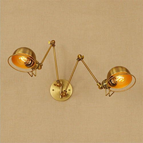 Vintage Wall Lamp Indoor Light Aged Brass Swing Arm Wall Sconce Double Head Wall Light,HMM