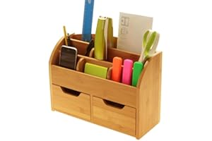 Woodquail Bamboo Wall Mounted Letter Holder Key Rack (or Desk Stationery Organiser)