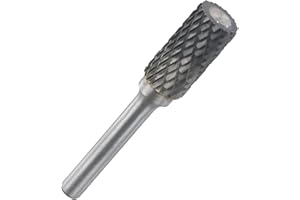 DIBOTELL Carbide Burr with 1/4 Inch Shank, Double Cut Rotary File, Burr Diameter 12 mm Cylinder End Cut, Die for Steel Metal Processing, Polishing and Engraving (B)