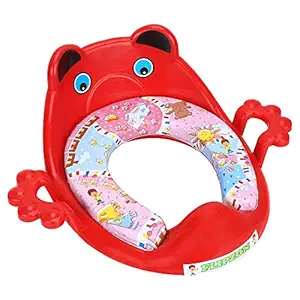 FLIPZON Premium Baby Cushioned Potty Seat with Easy Grip Handles and Comfortable Seat /?Toilet Seat with Handle for Kids /?Suitable for?Baby?Boy/Girl?(Red)