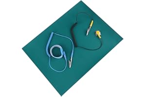 Eujgoov Tappetino Antistatico Cassaforte ESD per Dispositivi Elettronici Include Cinturino ESD e Cavo di Messa a Terra Tappetino di Riparazione per Saldatura in Silicone per Telefono Riparazione Compu