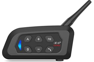 EJEAS V4 Plus Interfono Moto Bluetooth, Casco da Moto Cuffie Bluetooth 5.1 con Riduzione del Rumore FM e CVC per Interfono Full Duplex per 4 Persone (Confezione da 1)