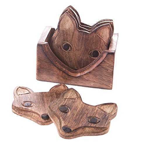 icrafts de madera juego de 4 posavasos para bebidas té mesa de café posavasos con soporte | hecho a mano |