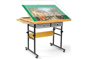 TRUWHEELZ 1500-teiliges Puzzle-Tischset mit Beinen, 90 x 67 cm, verstellbares Puzzle-Brett für Erwachsene, 3 Neigungswinkel, Multifunktional mit 4+2 Schubladen und Schutzhülle