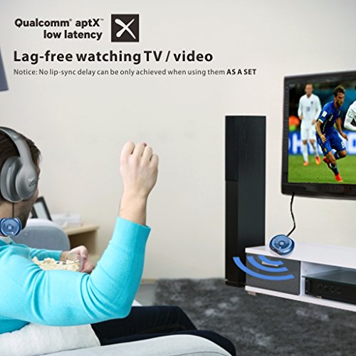 Avantree Lock Plug & Play aptX Baja LATENCIA Set Transmisor y Receptor Bluetooth para TV y Auriculares/Altavoz, Bluetooth Repetidor Ampliador Extensor [2 Años Garantía]