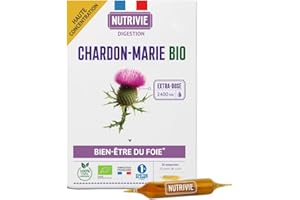Chardon Marie Bio - Hautement dosé 2400 mg par dose - Protection du foie et Confort Digestif - 20 ampoules - Fabriqué en France - Nutrivie
