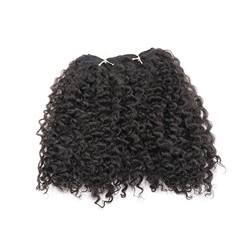 Synthetic Human Hair Extensions Kinky Curly Wave Hair Weave Natural Color by JZEE Beauty (HONEY 8")