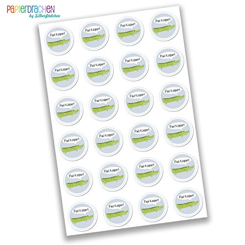 24 individuelle Aufkleber für Kinder – Motiv: Krokodil – personalisierte Sticker – Schule Einschulung - 2