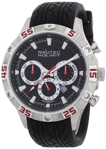 Nautec No Limit Herren-Armbanduhr XL Dragster Analog Automatik Kautschuk DG AT/RBSTBKBK-RD Nautec No Limit Herren-Armbanduhr XL Dragster Analog Automatik Kautschuk DG AT/RBSTBKBK-RD
