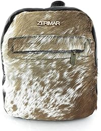 Zerimar Mochila de piel de vaca de gran calidadIdeal para regalar Bolsillo interior y exterior con cremallera Medidas 27 x 23 x 8 cms