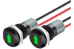 RUNCCI-YUN 2pcs 1/2"(12mm) 12V 24V Waterproof LED Metal Indicator Light,LED Warning Light Panel Mount Indicator Power Indicator Dash Light, for Car Truck Boat