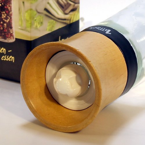 Pfeffermühle Salzmühle Gewürzmühle unbefüllt mit Keramik Mahlwerk in Geschenk Verpackung – 150ml – Höhe 15.5cm – Holz - 3