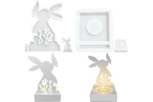 DADAPANGHU Silikonformen Gießformen, Silikonformen Ostern, Silikonform Hase mit Silikonform Kerzenhalter, 3D Kaninchen Gießform Ostern, Ostern Hase Backform, Silikon Gießform, Gießformen Silikon
