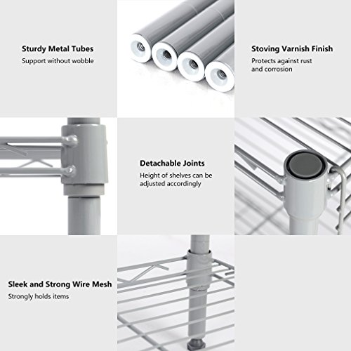 LANGRIA Regal Haushaltsregal Badezimmerregal 4 Ablage Bücherregal Regalsystem Metal Aufbewahrung, Silber - 5