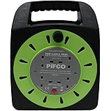 Pifco PIF2071 4 Way UK 3Pin Plug 13amp Extension Reel with Heavy-Duty Winding Cable and Safety Cut Out Switch - Black, 25 Met