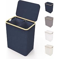 Panier à Linge 2 Compartiments 84 Litres - Couvercles Séparés Pour Blancs Et Couleurs - Design Moderne Anthracite/blanc/gris - Montage Facile