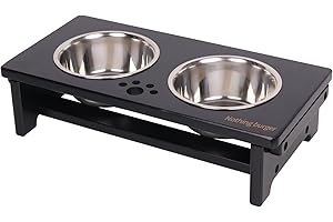 Raised Dog Bowls For Small Dogs, Dog Bowls With Stand, Raised Dog Feeder With 2 Stainless Steel Bowls By Nothing Burger