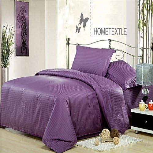 Adult Teenager Single Duvet Cover Set 4 PCS Double Plain Queen Bedding Sets Comforter Bed Sheet And Pillowcase ( Color : Purple )