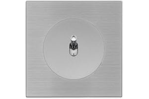 FONTINI - Bouton poussoir ALU avec manette chrome DOM et plaque simple métallisée gris – Design moderne et fonctionnalité élégante