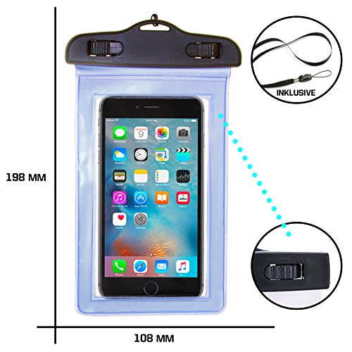 Naruba - rigida Media impermeabile smartphone-con chiusura a linguetta per // custodia, impermeabile custodia elegante con linguetta, con scatola di, Case, in busta trasparente, borsa per fotocamera, snow-Beach-bag, protegge custodia per spiaggia, a tenuta stagna polvere, a tenuta stagna neve, acqua cover e immersioni e mA per iPhone 4/4S/5/5S/5C/6 Plus/6S Plus/se, Samsung S6/S6-7 edge/S5/S4 blu