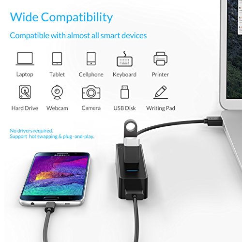 ORICO USB Hub Portable, Extra Leicht, 4 Ports USB 3.0 Highspeed Datenhub für Notebook Ultrabook Tablet MacBook iMac Windows MacOS Linux - 5