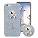 Produktbild Glitzer Bling Hülle für iPhone 6S Plus, Obesky Weich TPU Silikon Handyhülle Luxus Diamant Bow-knot Anhänger Designer Schutzhülle für Apple iPhone 6 Plus/6S Plus (5.5"), Blau