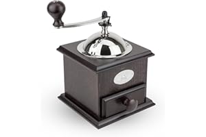Peugeot Nostalgie Moulin à café manuel style ancien, Mouture réglable, Couleur : Chocolat, Taille : 21 cm, Matière : Bois et inox, 841-1 Noyer