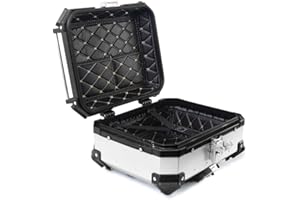 Cachpib 28L Motorbike Top Case, Aluminum Alloy Waterproof Top Box for Motorcycle Luggage Box with Security Lock and 4 Reflective Stickers, Motorcycle Luggage Storage Rear Tour Box