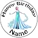 Produktbild personalisierbar Frozen Elsa Cake Topper, einem vorgeschnittenen Rund 20,3 cm (20 cm) Zuckerguss Dekoration