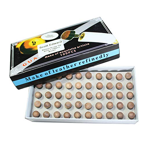 Meili Monts de Billard à Visser Cue Tip, Pointe de Billard, Cuir, 9 mm, 10 mm, 11 mm, 12 mm, 13 mm Gris/Marron