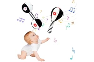 Voarge 2 sztuki zabaw, grzechotka dla niemowląt, czarno-biała, z wysokim kontrastem sensorycznym, zabawki, miękkie grzechotki, prezent na 3, 6, 9, 12 miesięcy, chłopców i dziewcząt