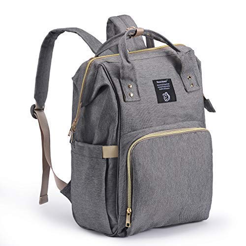 Preisvergleich Produktbild Windel Rucksack, Windel Wickelrucksack Wickeltasche, große Kapazität Baby Care Rucksack Mamabeutel Reise Multifunktions Tasche wasserdichte Rucksack für Mama & Papa - Mogomiten (Graue)