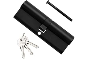 Bwintech 1 pieza 50/50mm Euro Latón Cilindro, cerradura de llave/cilindro de 100mm con 3 llaves de latón estándar, antirrobo, antiperforación, antigolpes, negro