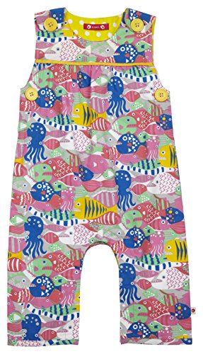 Piccalilly Organic Cotton Yellow Pink Blue Girls Fish Baby Romper