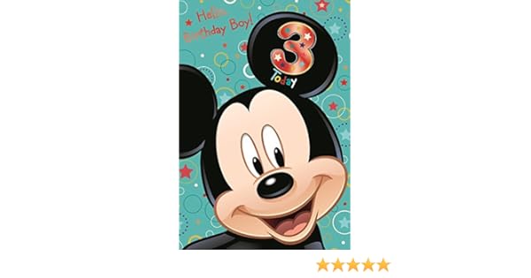 Hallmark Mickey Mouse Carte Danniversaire 3 Ans Happy Happy Day Cartes Fournitures De Loisirs Creatifs