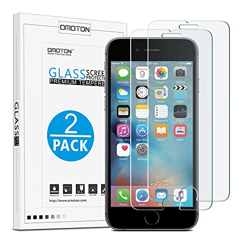[2 Pièces] OMOTON Film Protection iPhone 6/6S (4.7 pouce) [9H Dureté, Sans Bulles, 0.26mm] Verre Trempé Ecran Protecteur